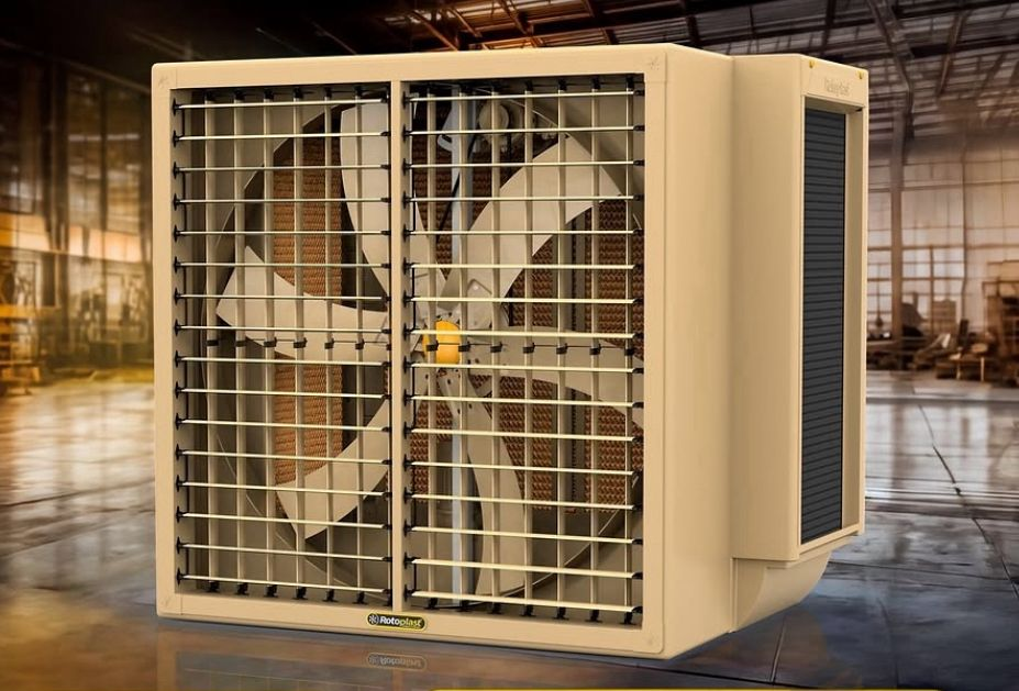 Climatizador evaporativo industrial instalado em galpão